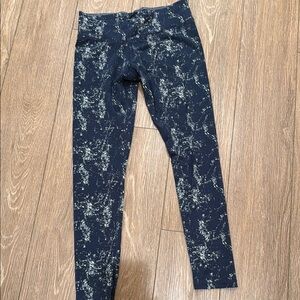 Women's Navy Marble-Print Jeggings - Stretch Performance Leggings